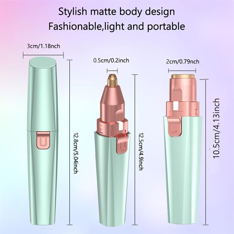 Esermoon Facial Hair Remover for Women - Green USB Rechargeable Eyebrow Trimmer & Face Shaver with LED Light, 2-in-1 Hair Removal Device for Smooth Skin - Image 4